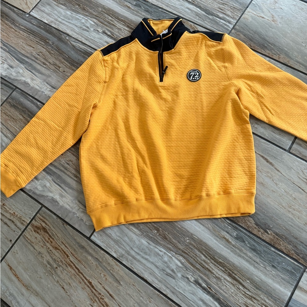 Tommy Hilfiger Yellow and Black Zip-Up Sweater